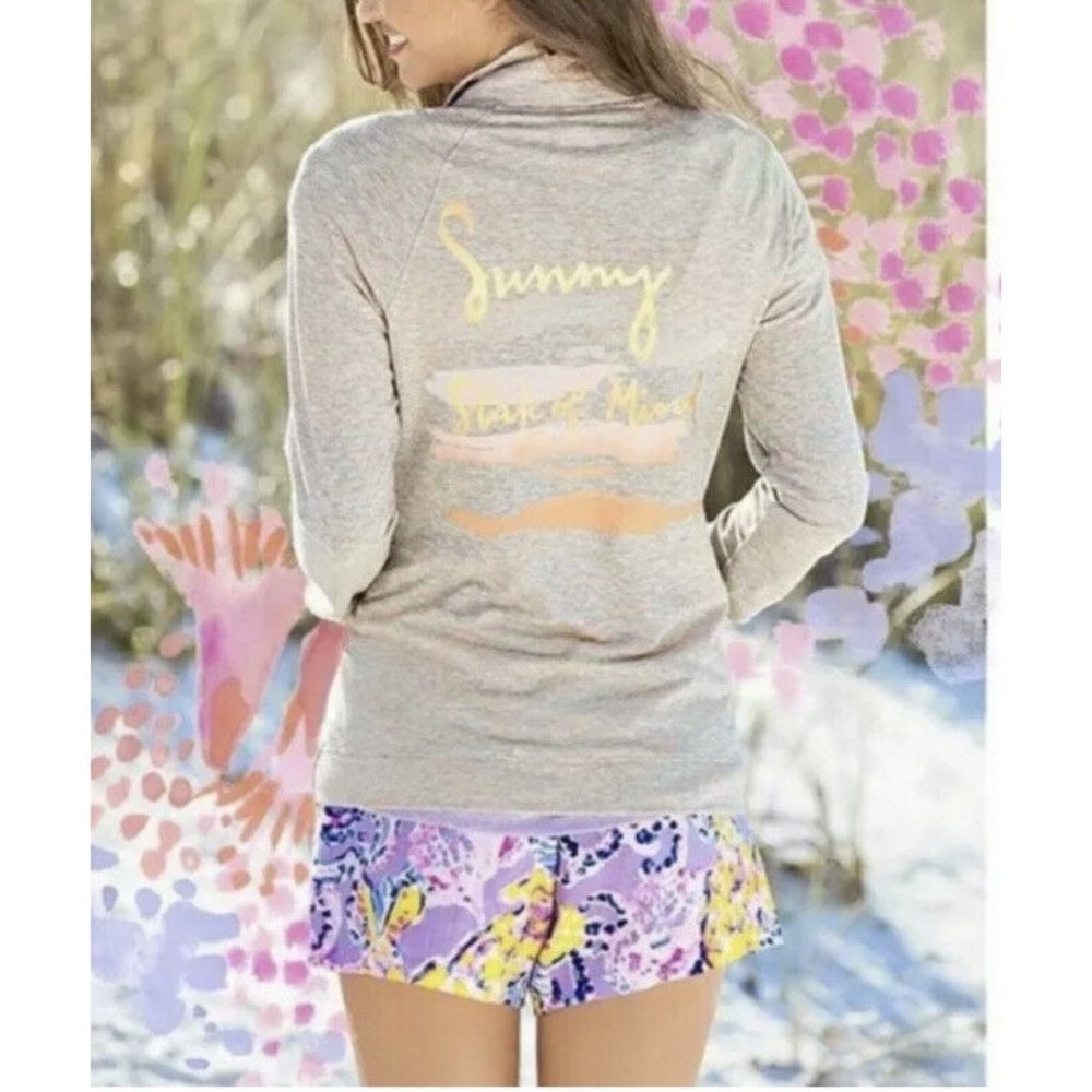 Lilly Pulitzer Melon Sunny State of Mind Pullover Gray Popover Jacket Small RARE